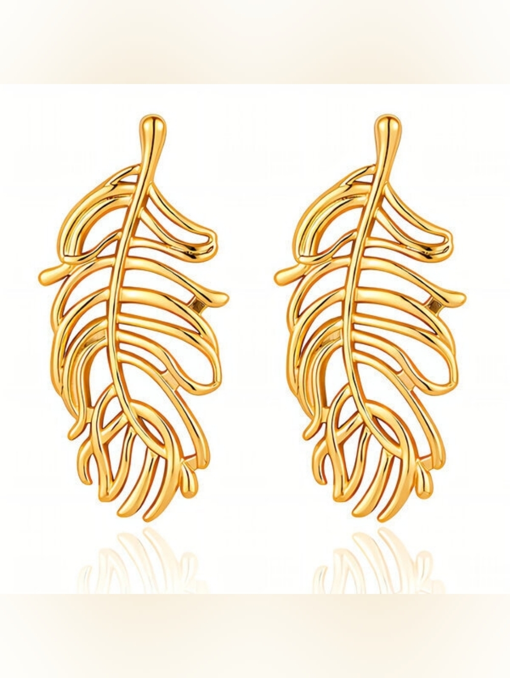 Leaves" Earrings, 18K Gold Plated Steel
